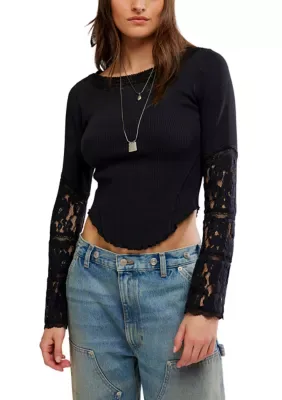 Amber Lace Cuff Long Sleeve Top by Free People