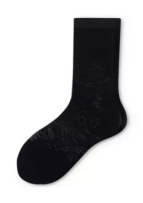 Textured Floral Crew Socks by HUE