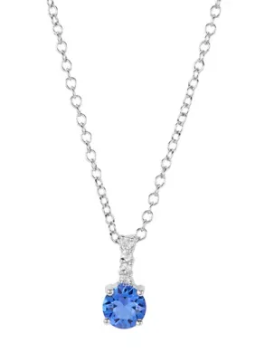 Silver Plated Round Crystal with Cubic Zirconia Bar Pendant Necklace, 16 In by Belk Silverworks
