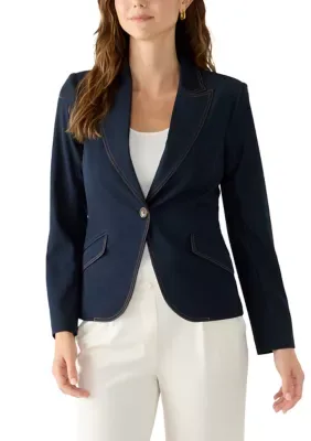 One-Button Denim Blazer by Tahari