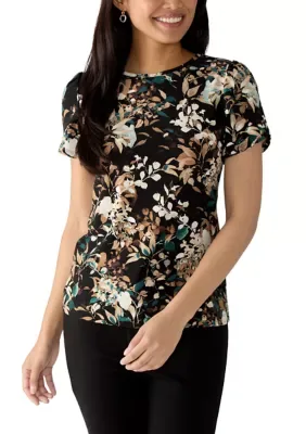 AK Anne Klein Floral Tulip Sleeve Top by Anne Klein