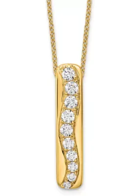 Lab Created 3/4 ct. t.w. Lab Grown Diamond VS+ F+ Bar Slide Necklace in 14K Yellow Gold, 18 In