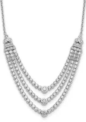 Lab Created 2.76 ct. t.w. Lab Grown Diamond VS/SI+ G+ Triple Layer Necklace in 14K White Gold, 18 In by Belk & Co