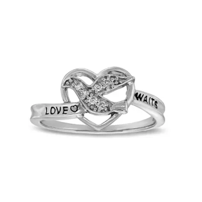 Love Waits Dove & Heart Promise Ring by Gemminded