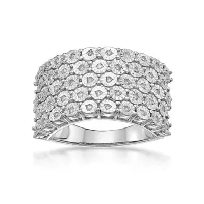 Multi-Row Pav Wide Band Ring by Gemminded
