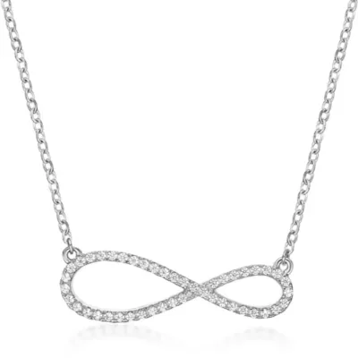Round Diamond Infinity Pendant Necklace, 18 In by Gemminded