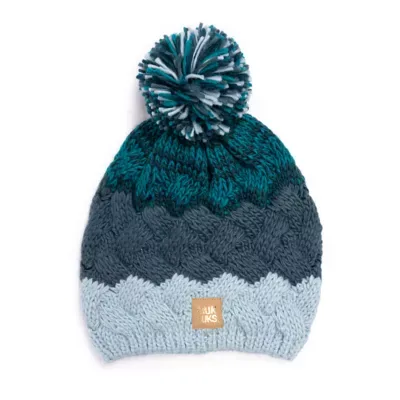 Colorblock Acrylic Knit Beanie with Pom by MUK LUKS