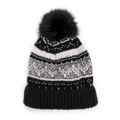 Cuff Knit Beanie with Pom by MUK LUKS