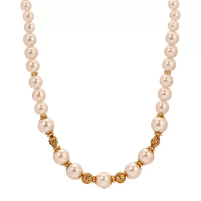 Moonstone Silver Bead Necklace 16" Adj by 1928 Jewelry