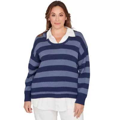 Bi-Color Stripe Twofer Sweater by Hearts of Palm