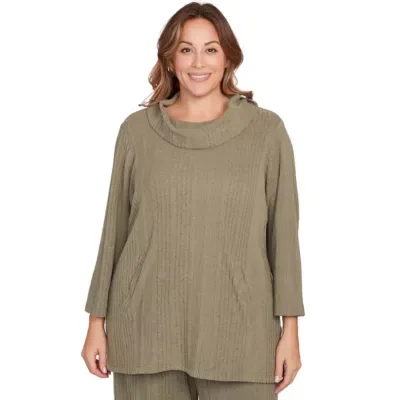 Solid Texture Hatchi Cowl Neck Tunic by Hearts of Palm