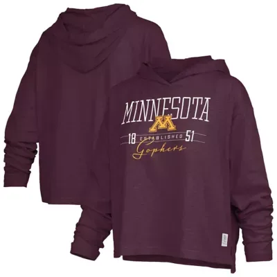 NCAA Minnesota Golden Gophers Castillo Slub Waist Length Long Sleeve Hooded T-Shirt by Pressbox