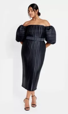 Krista Pleat Dress by City Chic
