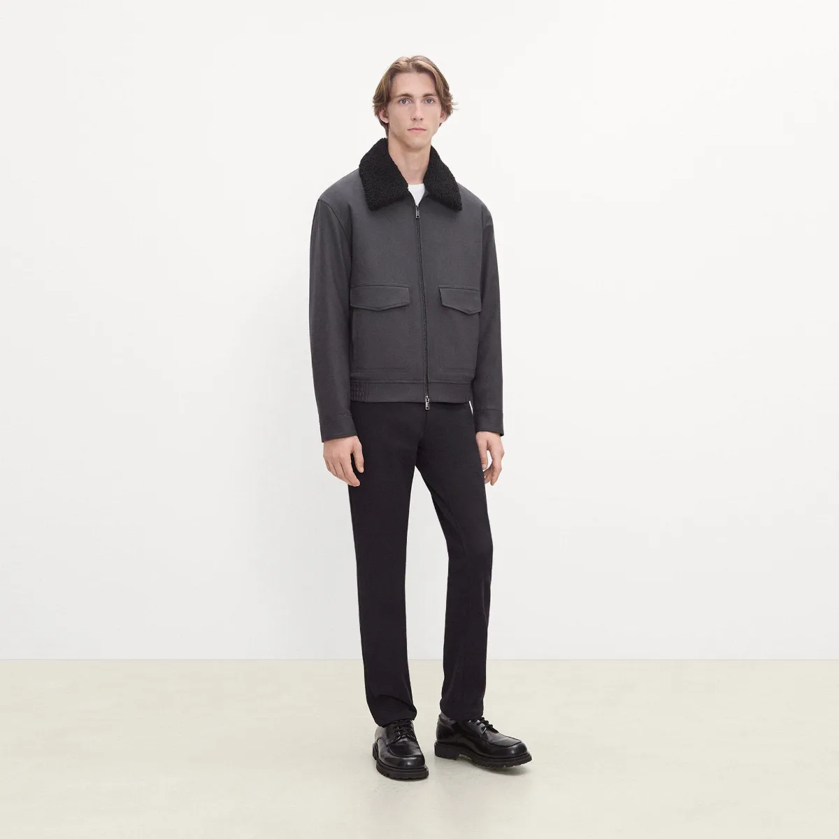 Aviator Jacket in Pressed Twill by Theory