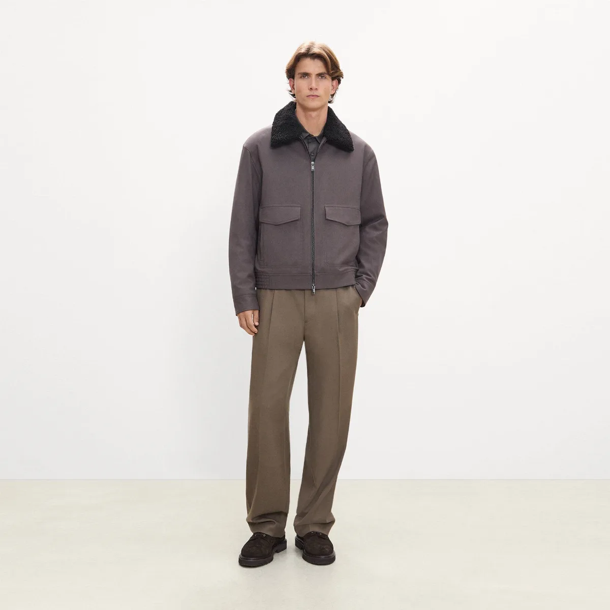 Aviator Jacket in Pressed Twill