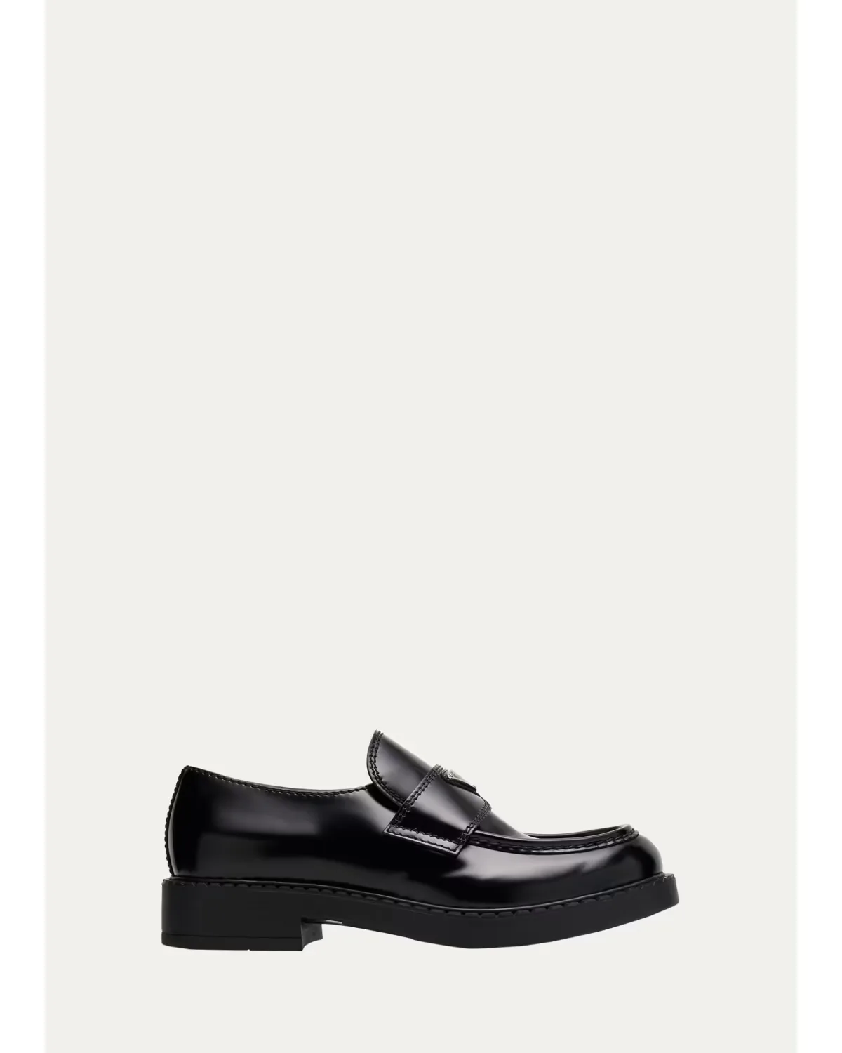 Triangle Logo Leather Loafers by Prada