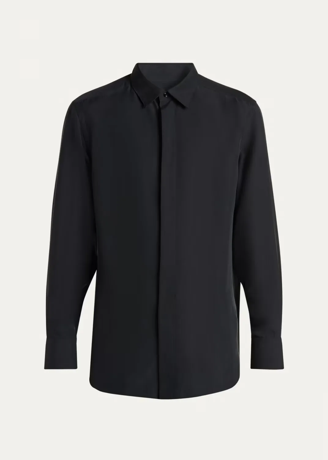 Cupro Twill Concealed-Placket Sport Shirt