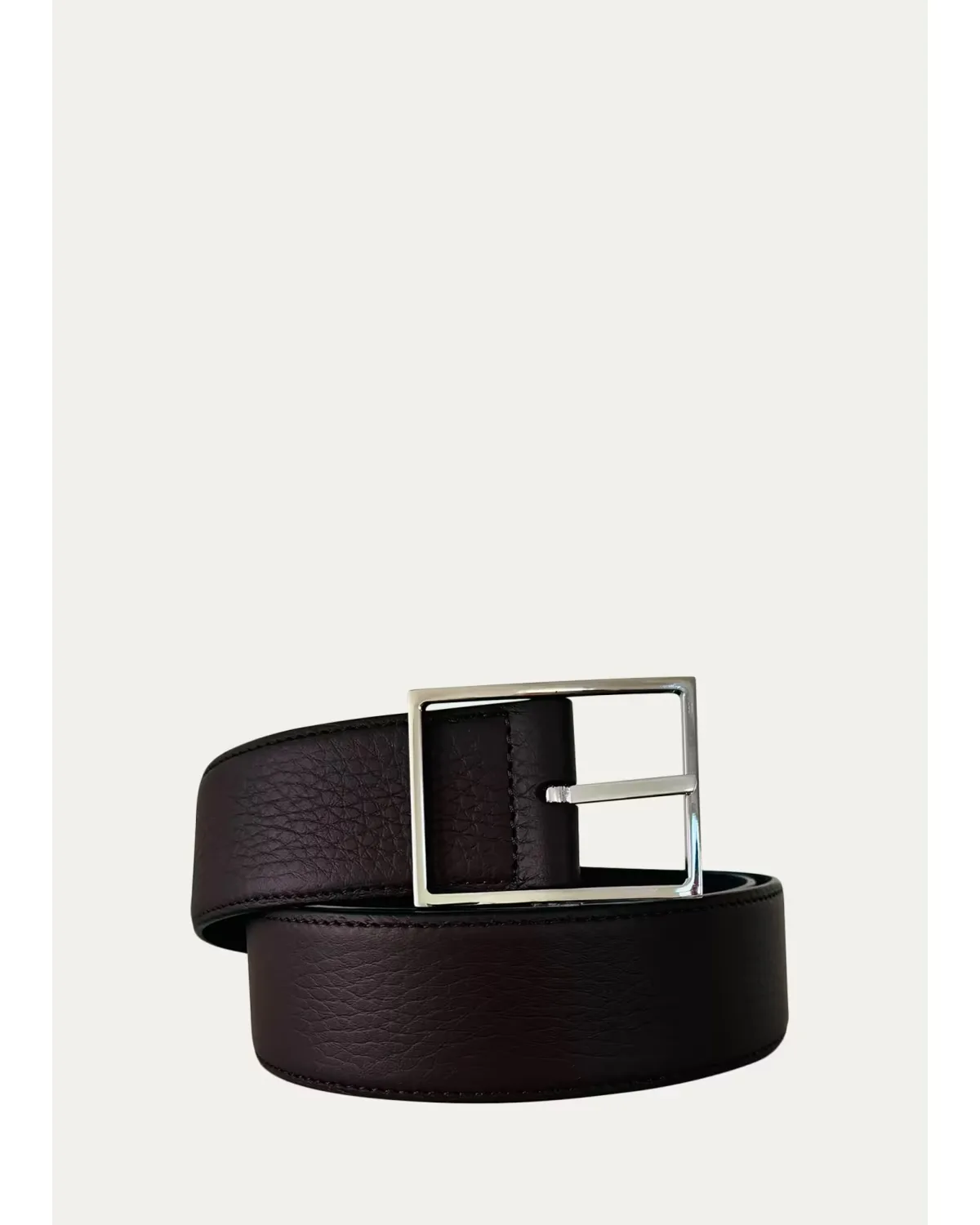 Lagun Grained Leather Rectangle-Buckle Belt by Simonnot Godard