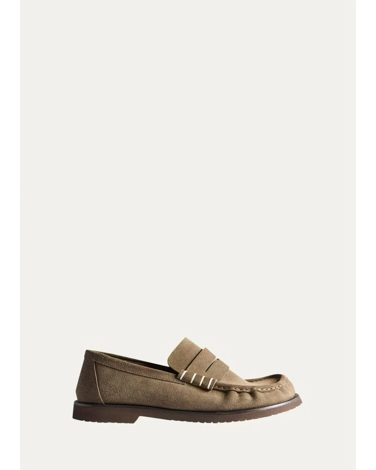 Suede Box-Stitched Penny Loafers by JW Anderson