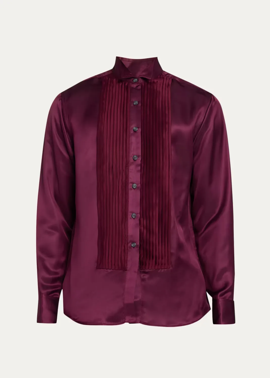 Satin Pleated Tuxedo Shirt