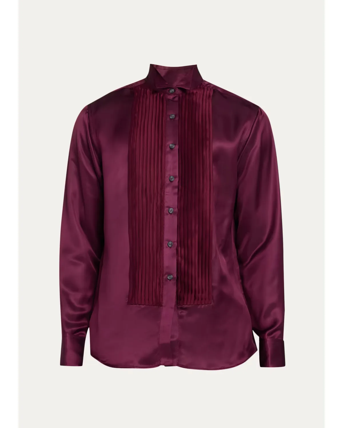 Satin Pleated Tuxedo Shirt by Sanderlak