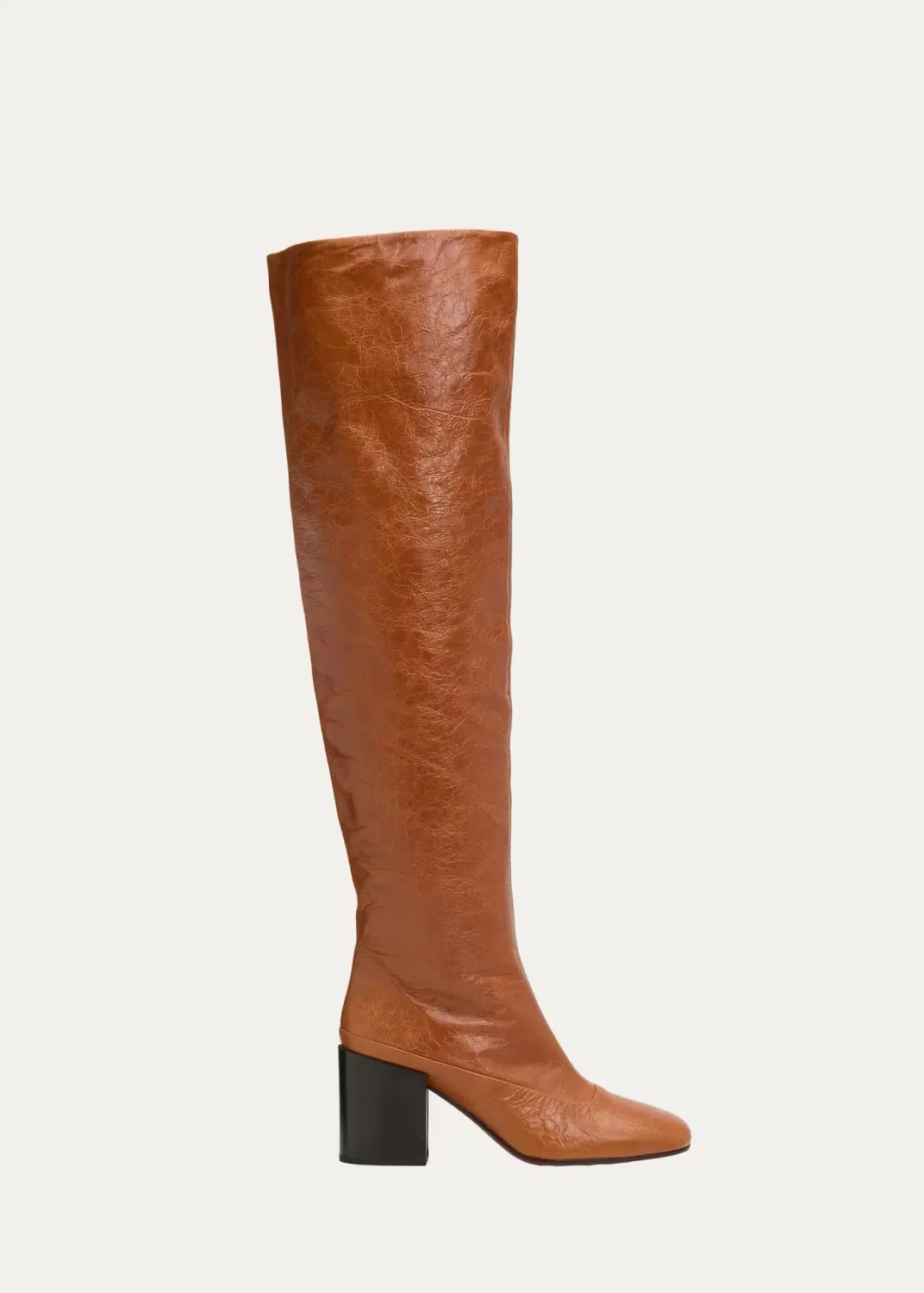70mm Crinkled Leather Over-the-Knee Boots by Dries Van Noten