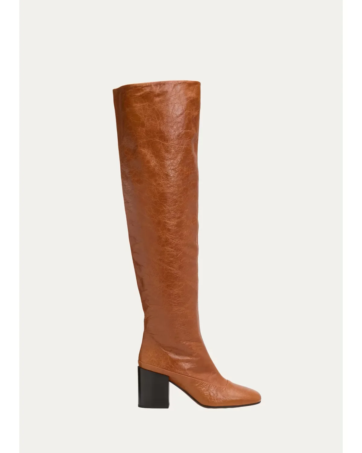 70mm Crinkled Leather Over-the-Knee Boots by Dries Van Noten