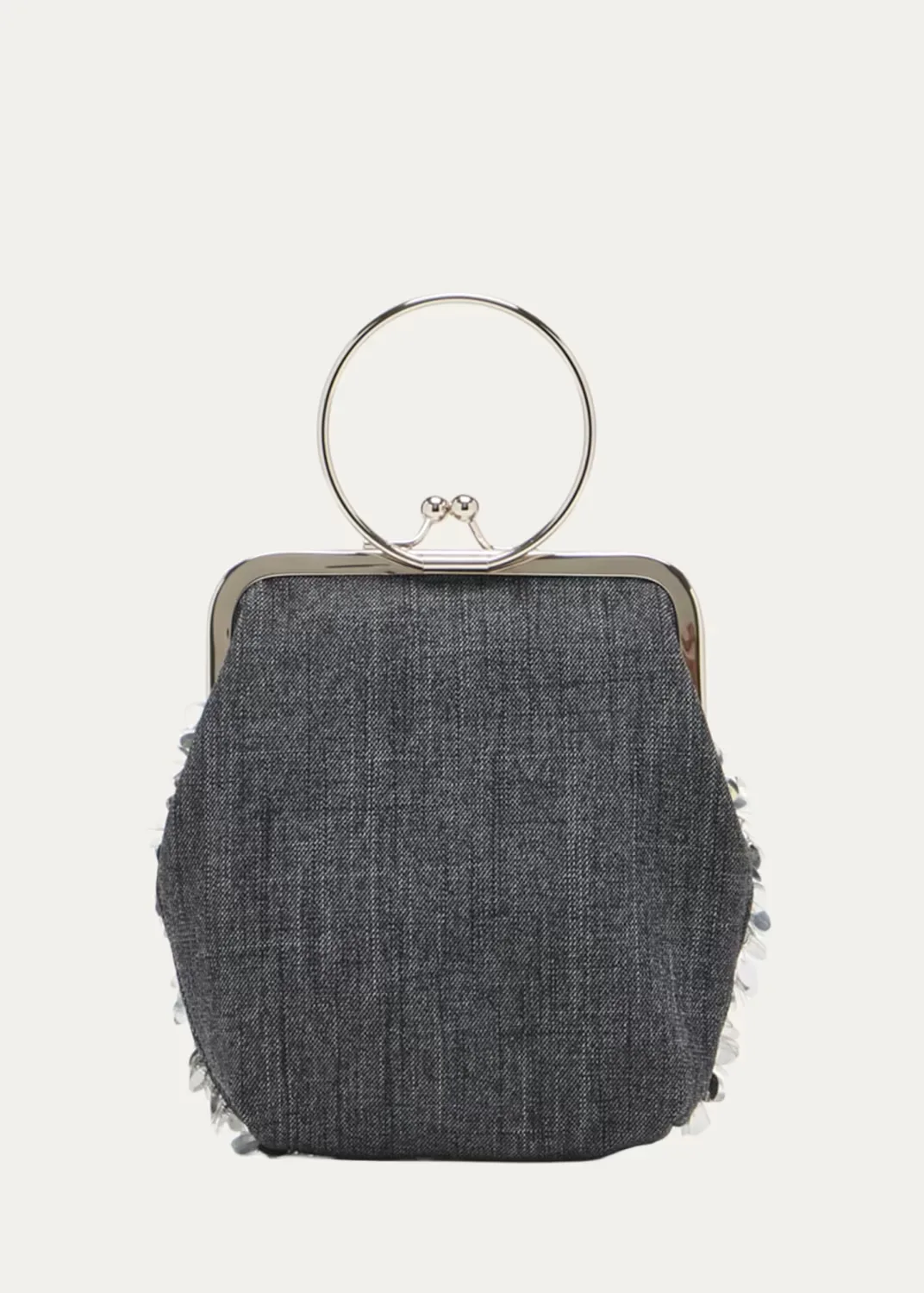 Small Metal Ring Denim Top-Handle Bag by Plan C