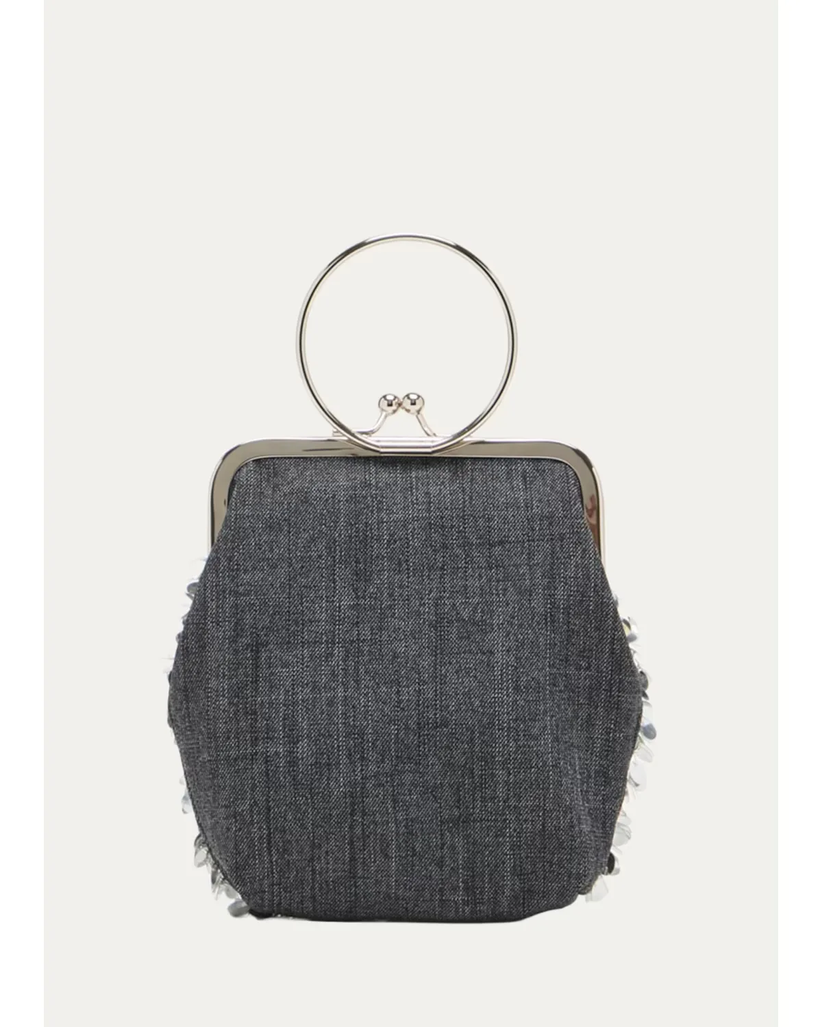 Small Metal Ring Denim Top-Handle Bag by Plan C