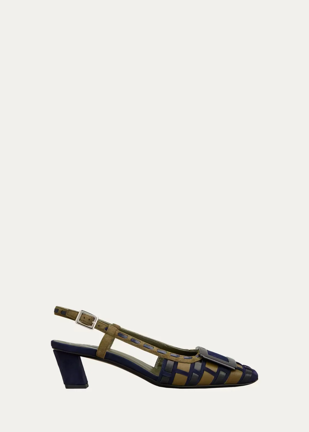 45mm Belle Vivier Infilature Woven Leather Slingback Pumps by Roger Vivier