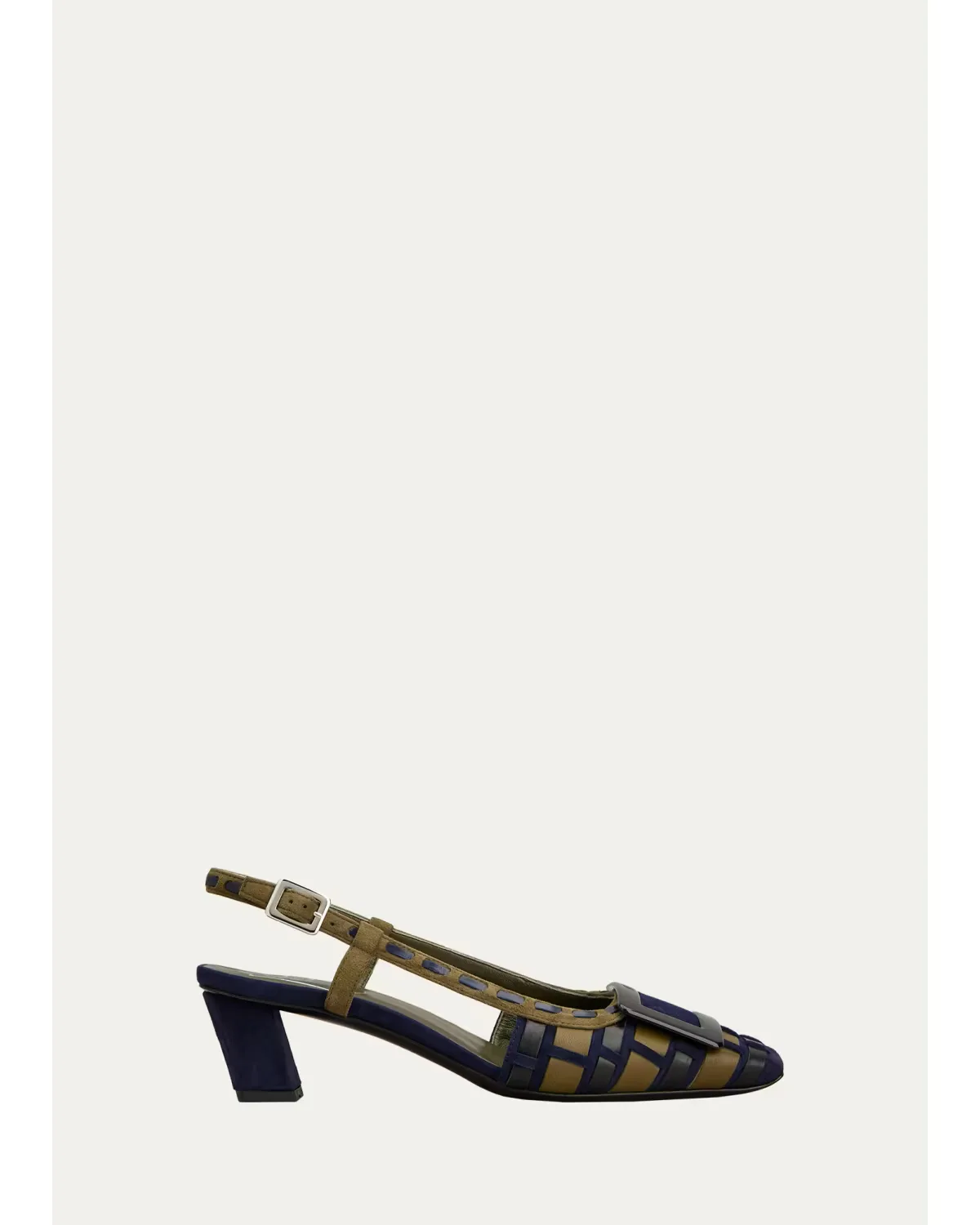 45mm Belle Vivier Infilature Woven Leather Slingback Pumps by Roger Vivier