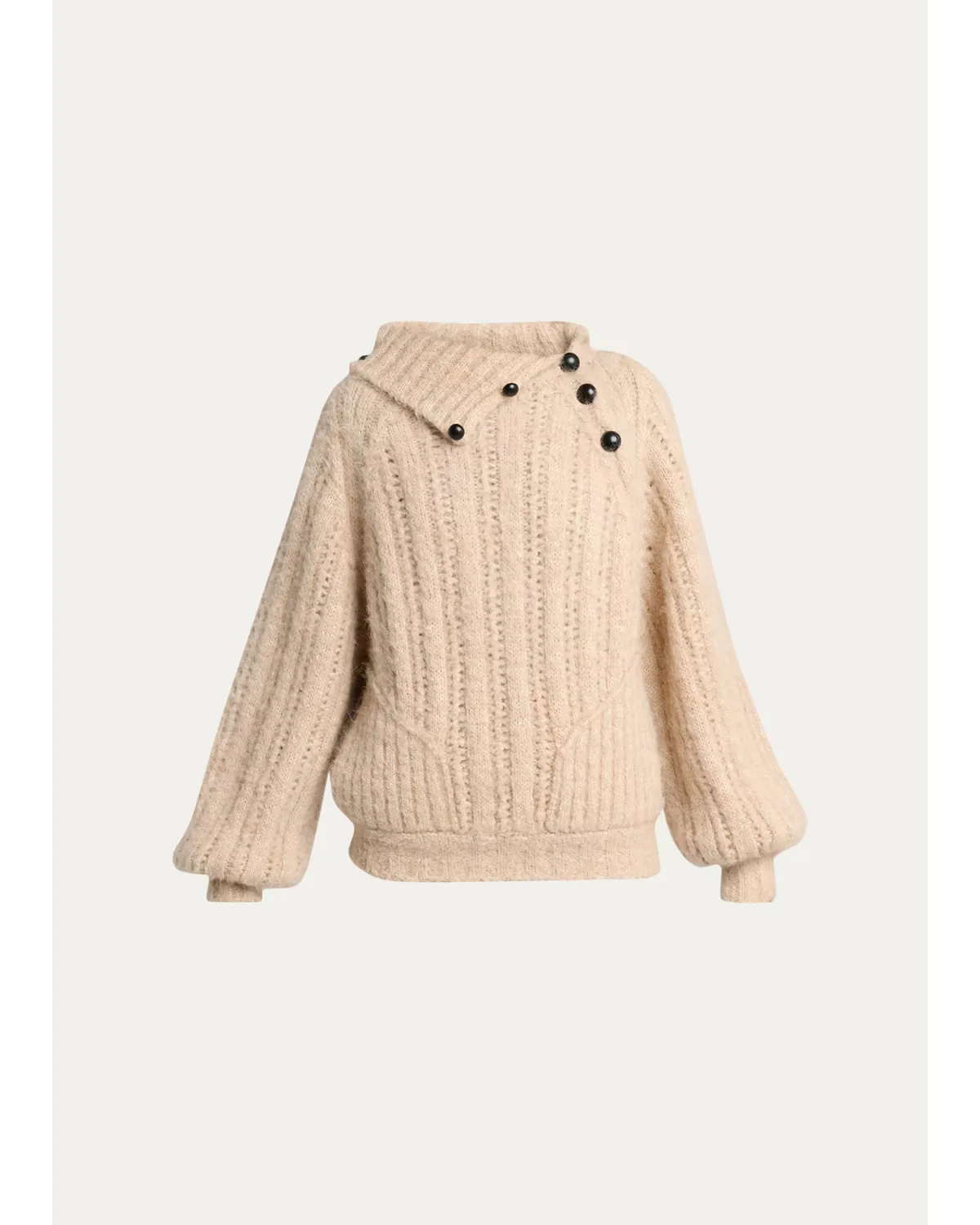 Lily Alpaca-Mohair Rib Folded Turtleneck Sweater by Isabel Marant