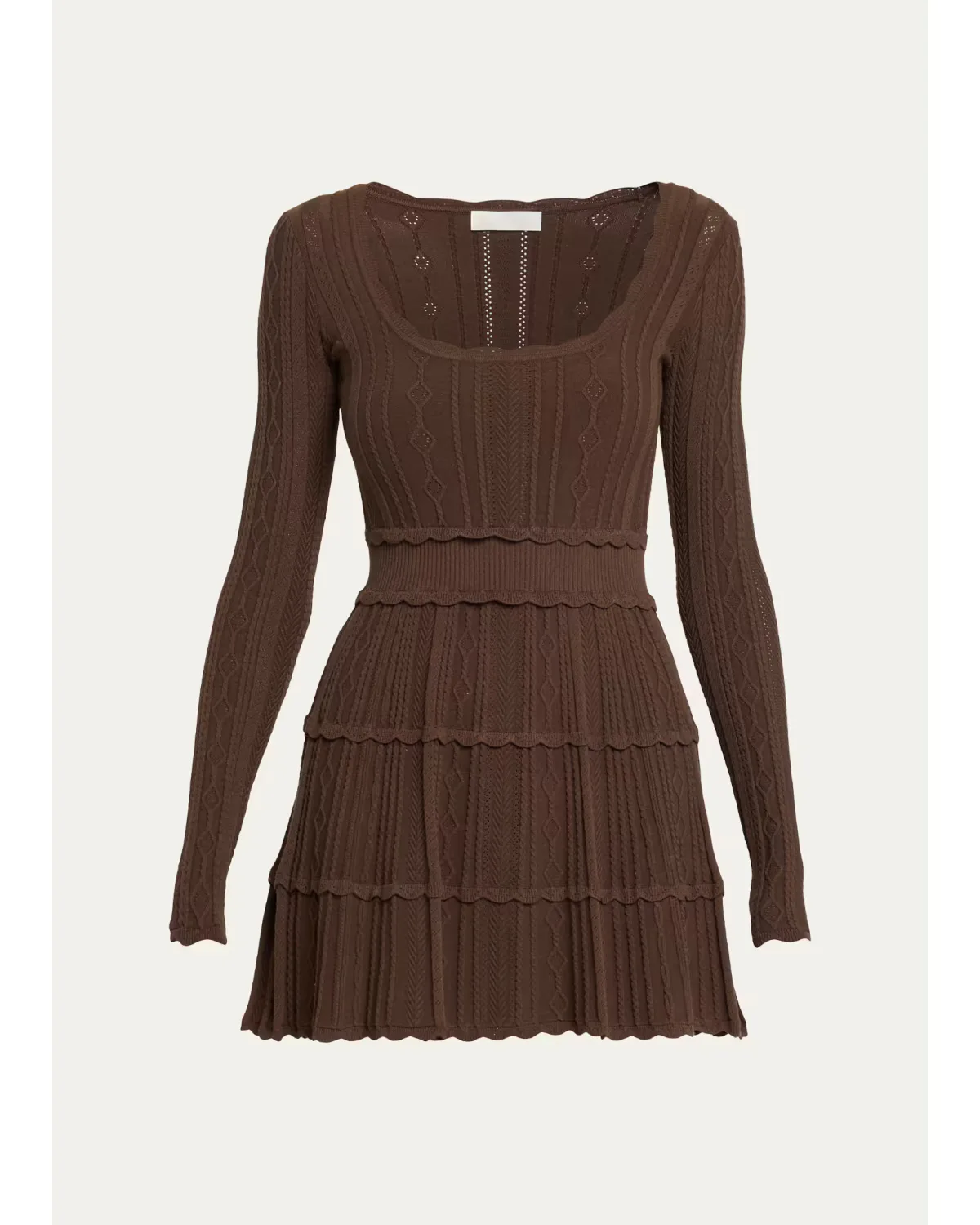 Lunelle Pointelle Knit Long-Sleeve Mini Dress