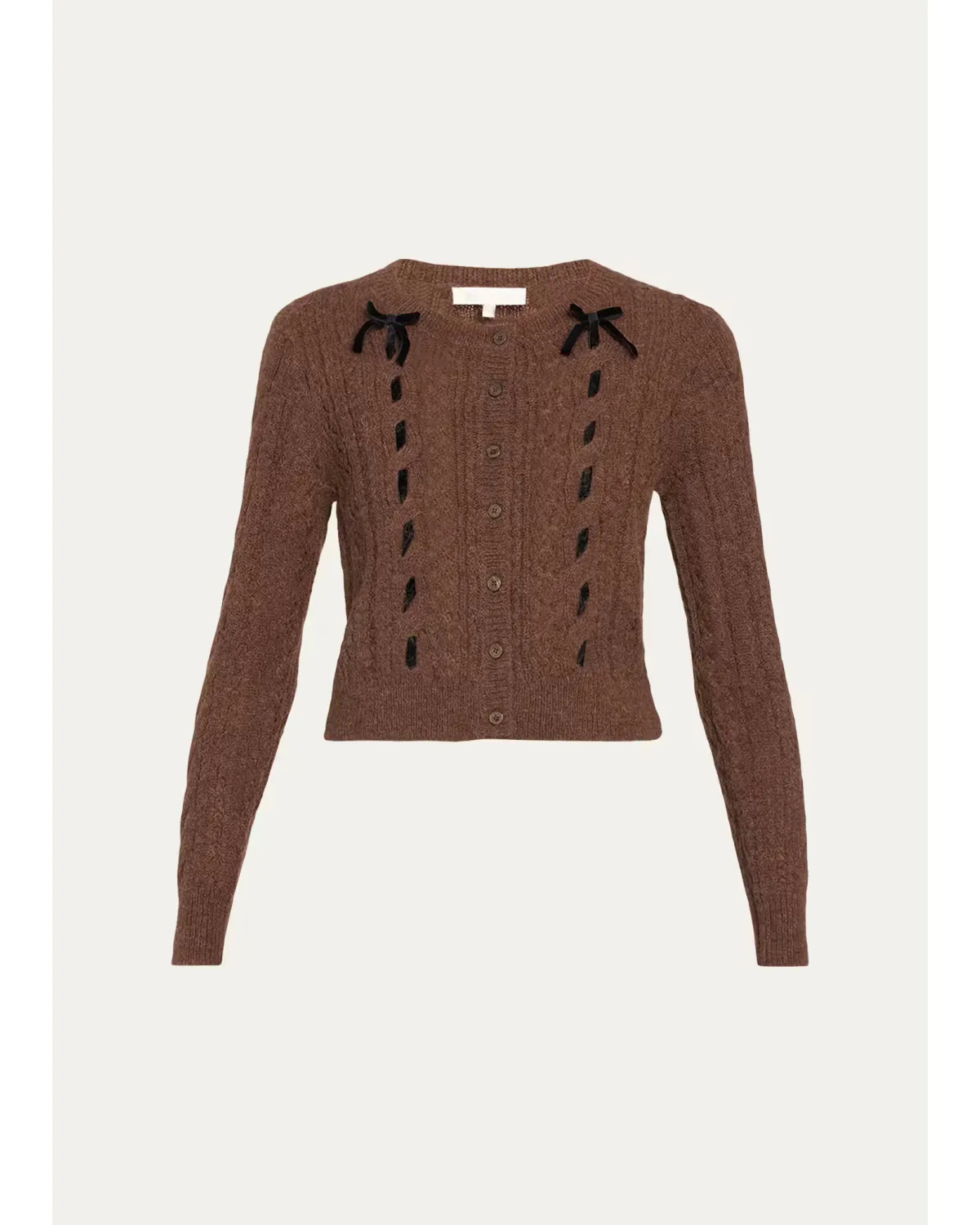 Dione Cable-Knit Crewneck Cardigan by LoveShackFancy