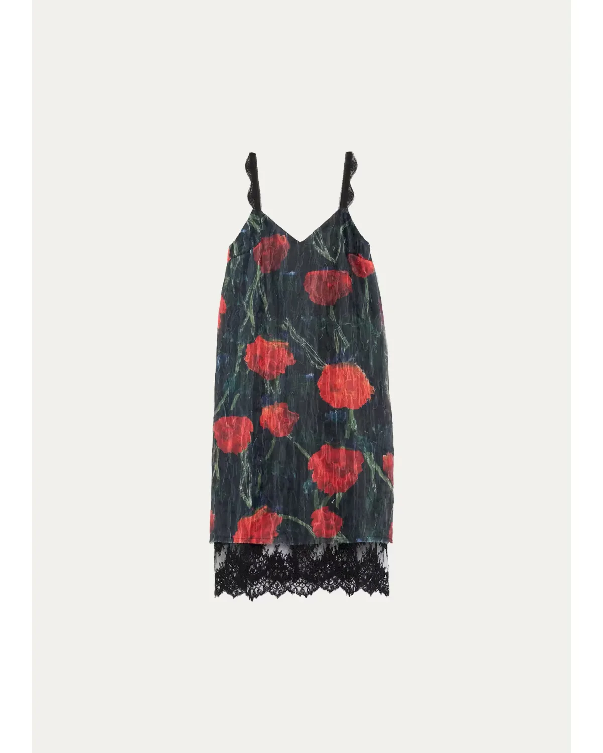 Fondo Floral-Print Sleeveless Lace-Trim Midi Slip Dress by Willy Chavarria