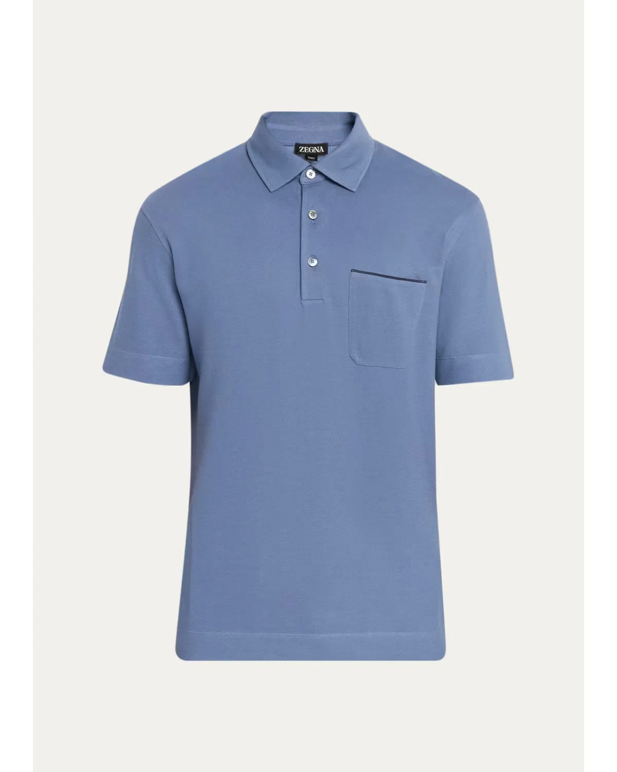 Cotton Pique Polo Shirt with Leather-Tipped Pocket by ZEGNA