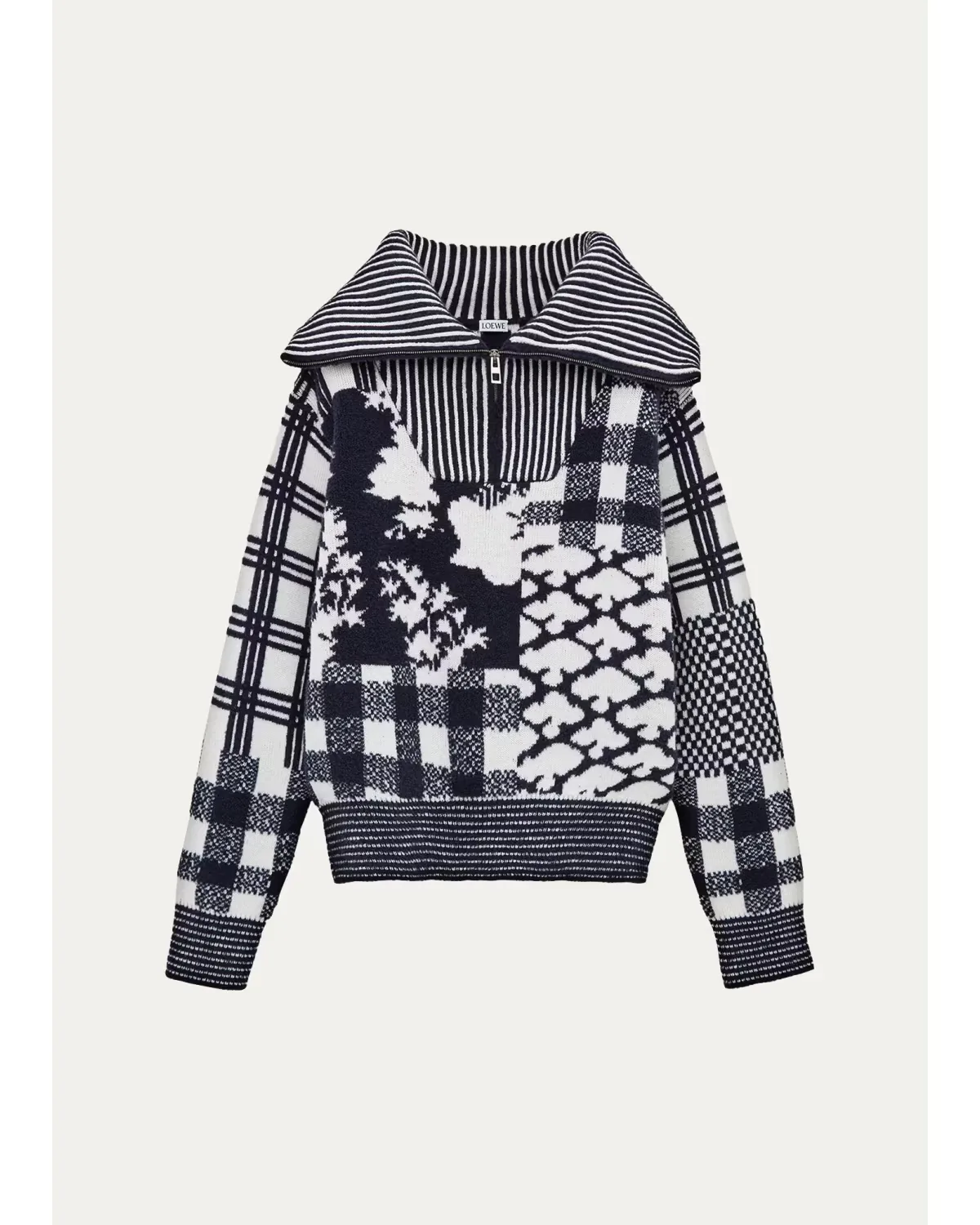 Geometric Patchwork Half-Zip Sweater by LOEWE