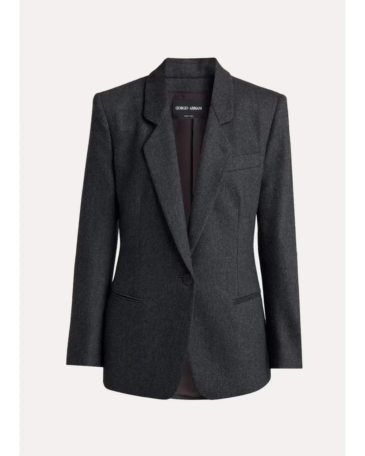 Wool-Cashmere Blazer with Strong Shoulders by Armani