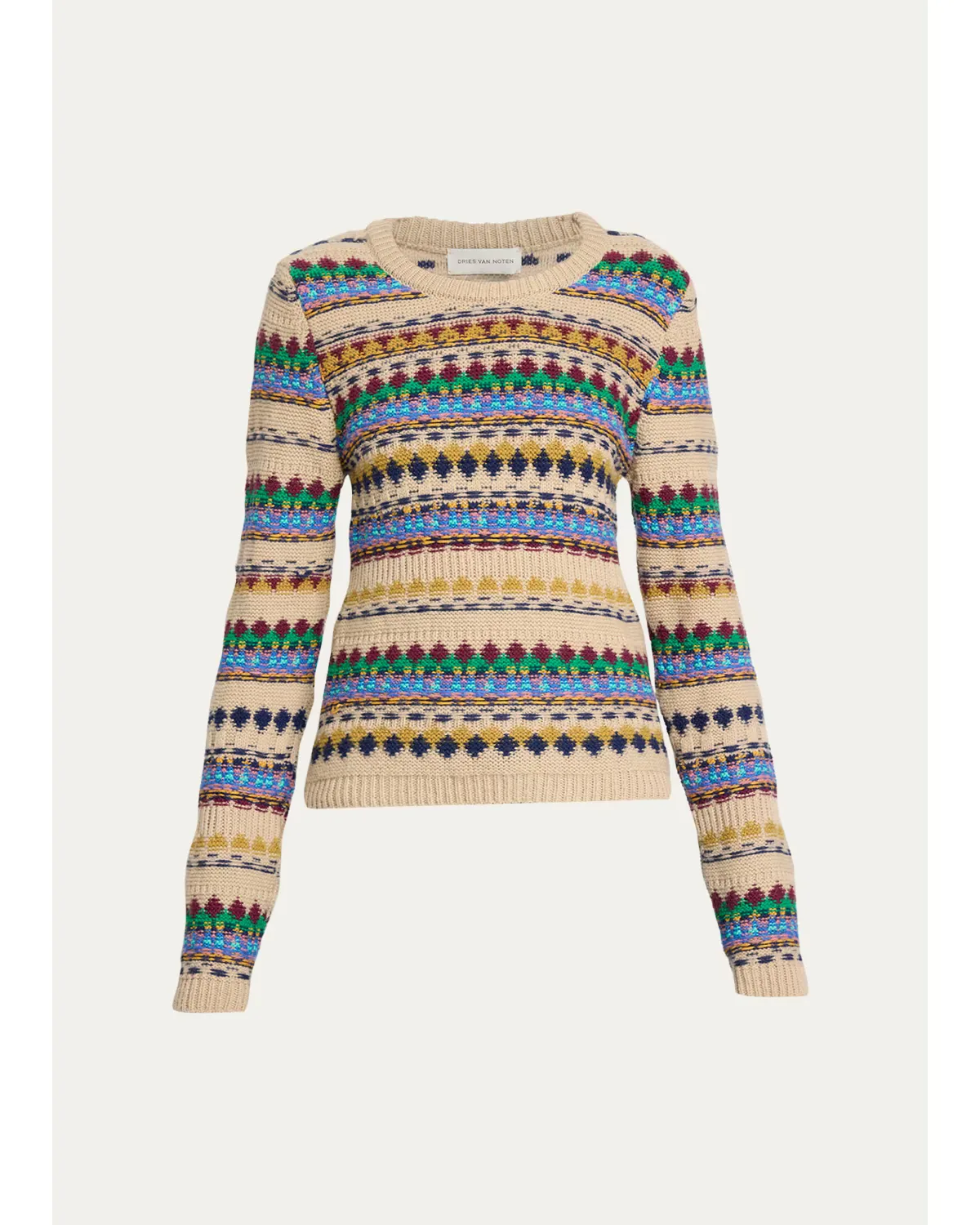 Tedd Fair Isle Crewneck Sweater by Dries Van Noten