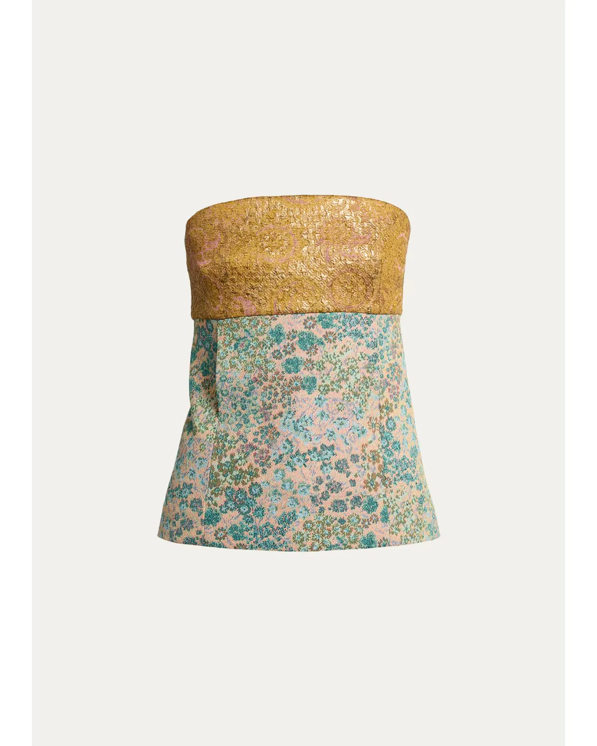 Metallic Floral Jacquard Strapless Top by Dries Van Noten