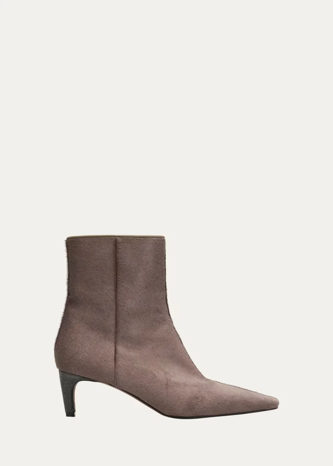 50mm Monili-Heel Calf Hair Ankle Boots by Brunello Cucinelli