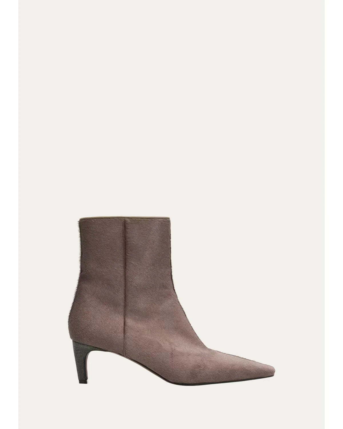 50mm Monili-Heel Calf Hair Ankle Boots by Brunello Cucinelli
