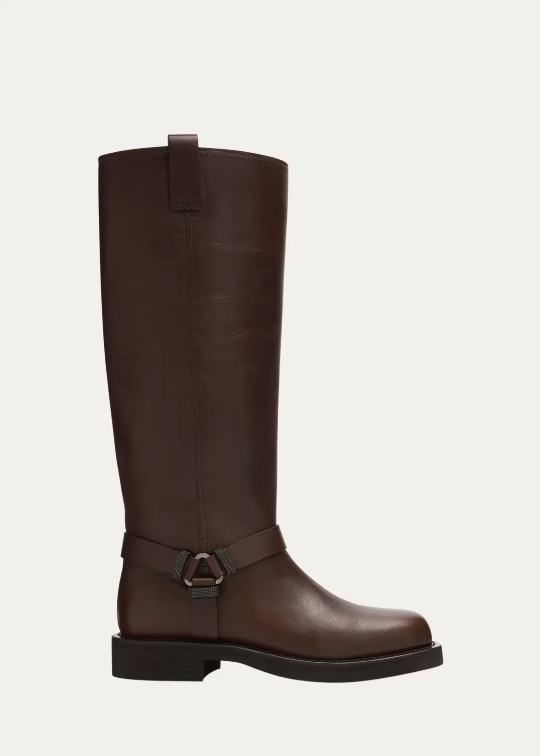 Monili Leather Knee-High Riding Boots