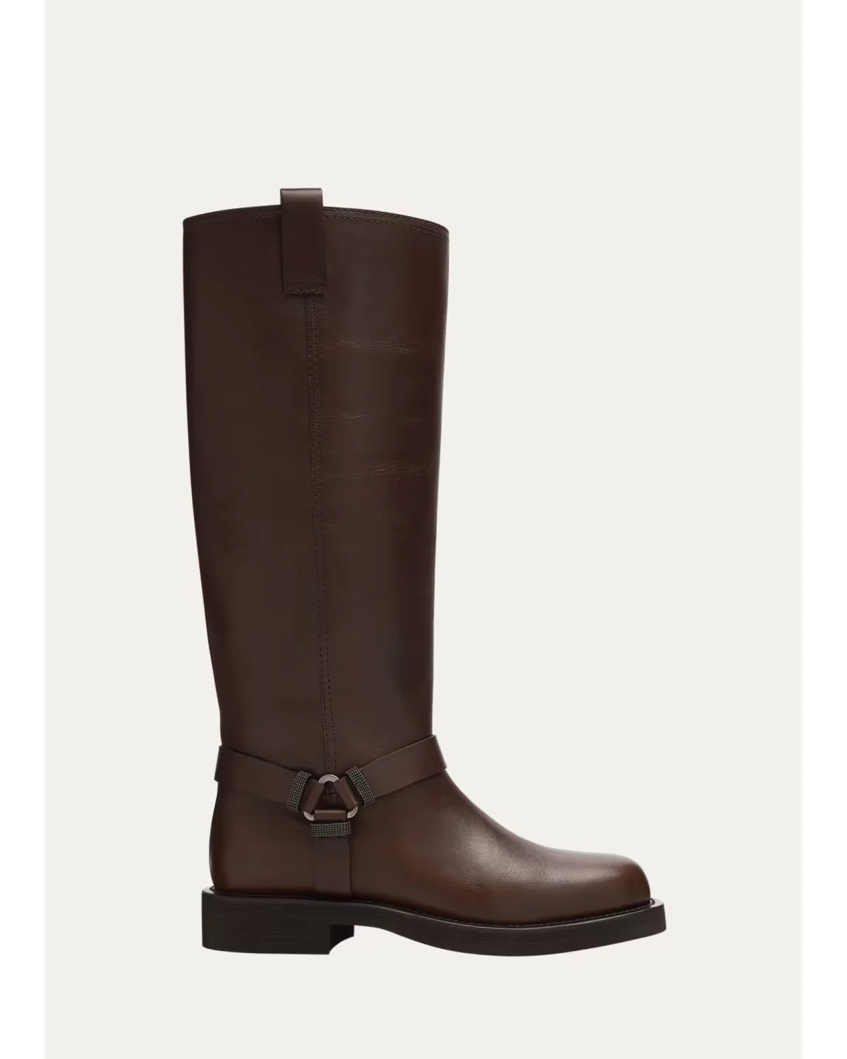 Monili Leather Knee-High Riding Boots by Brunello Cucinelli