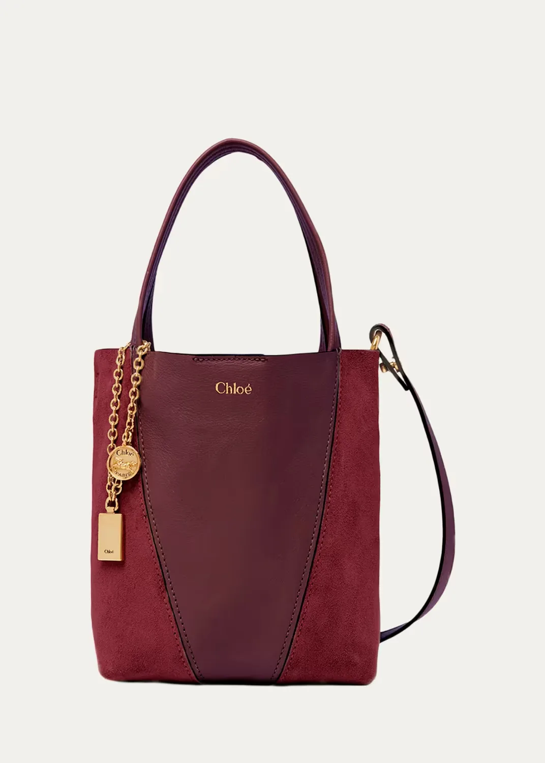 Spin Small Leather & Suede Tote Bag by Chloé