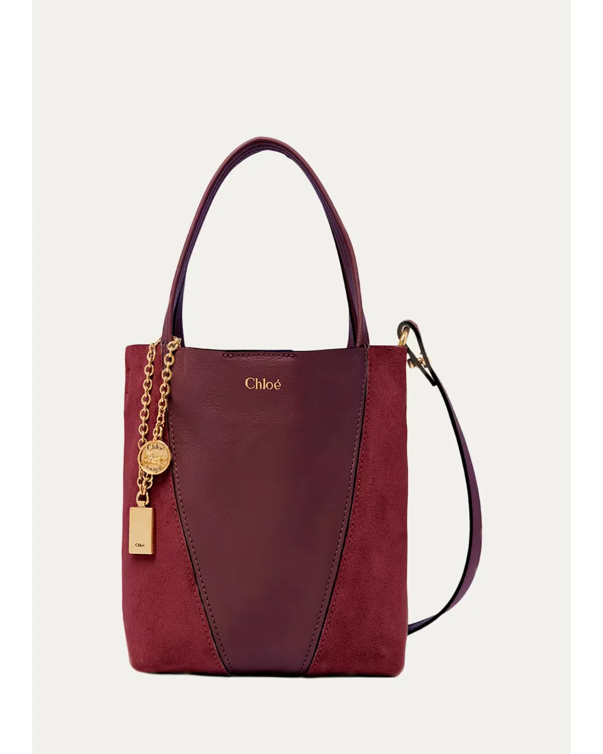 Spin Small Leather & Suede Tote Bag by Chloé