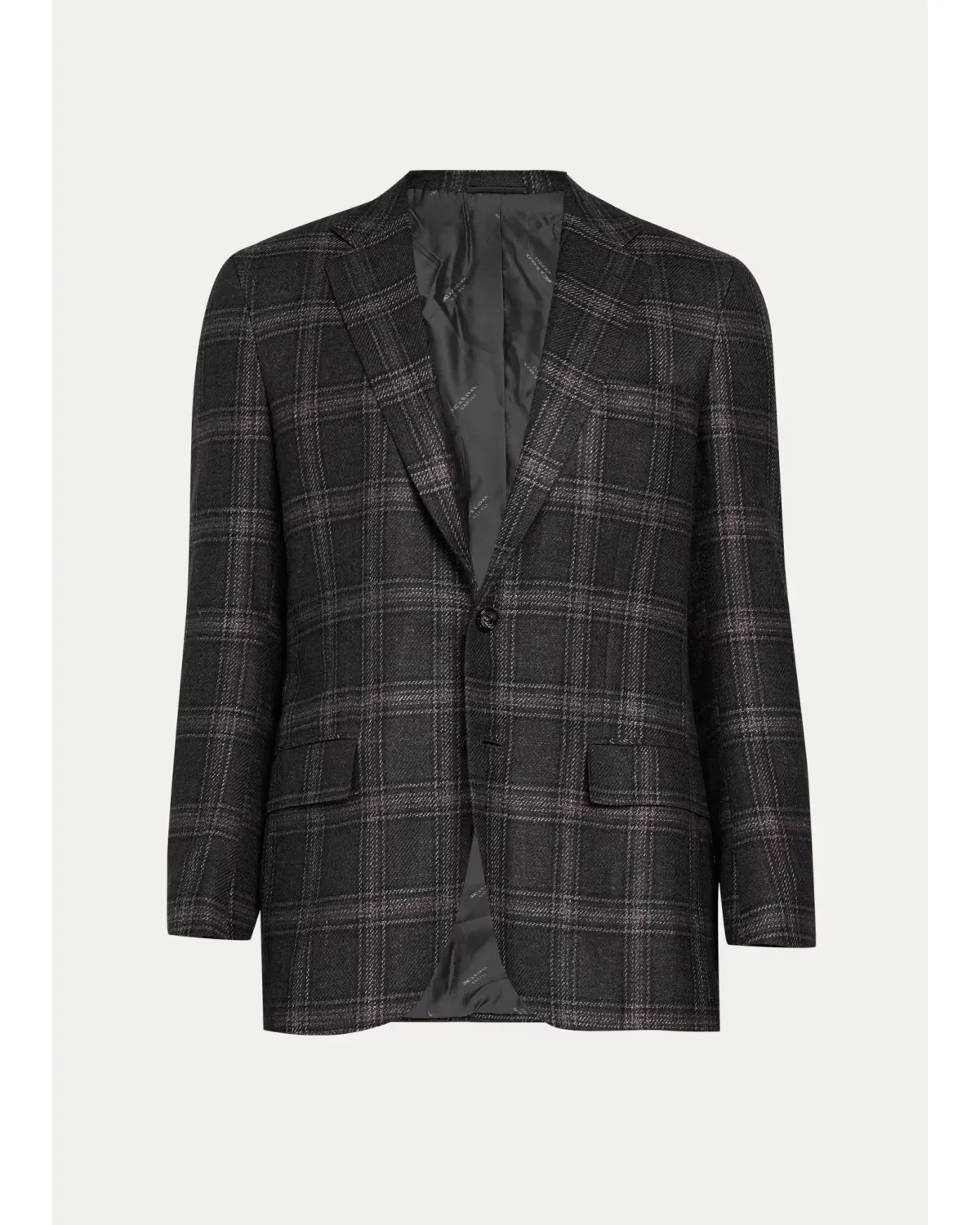 Tonal Plaid Single-Breasted Sport Coat by Kiton