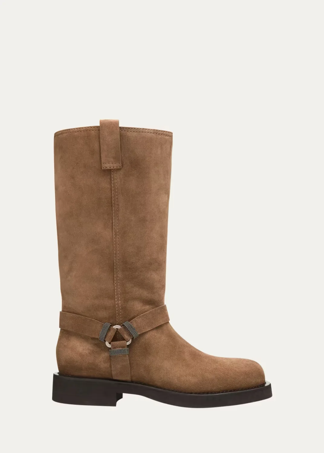 Monili Suede Knee-High Riding Boots by Brunello Cucinelli