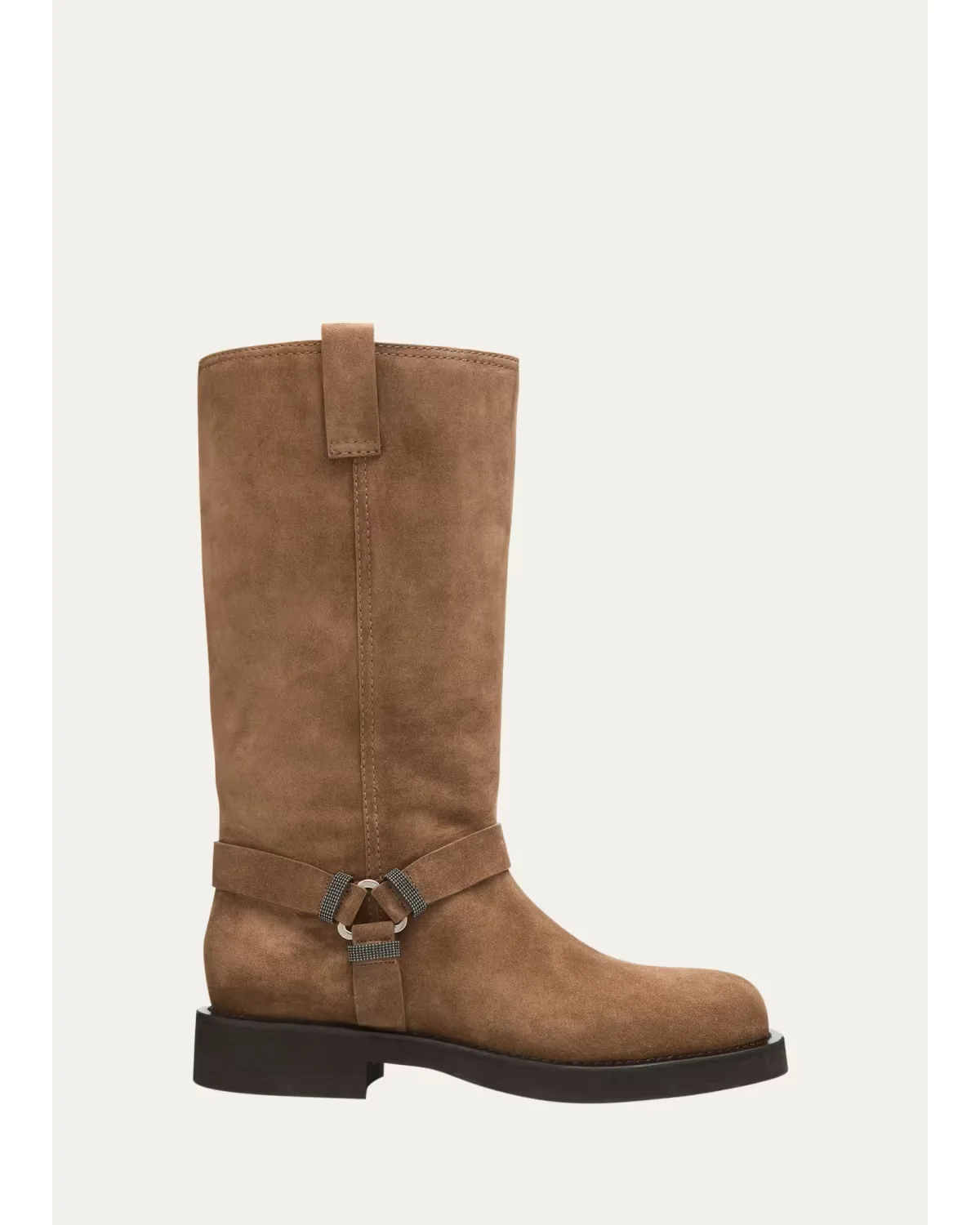 Monili Suede Knee-High Riding Boots by Brunello Cucinelli