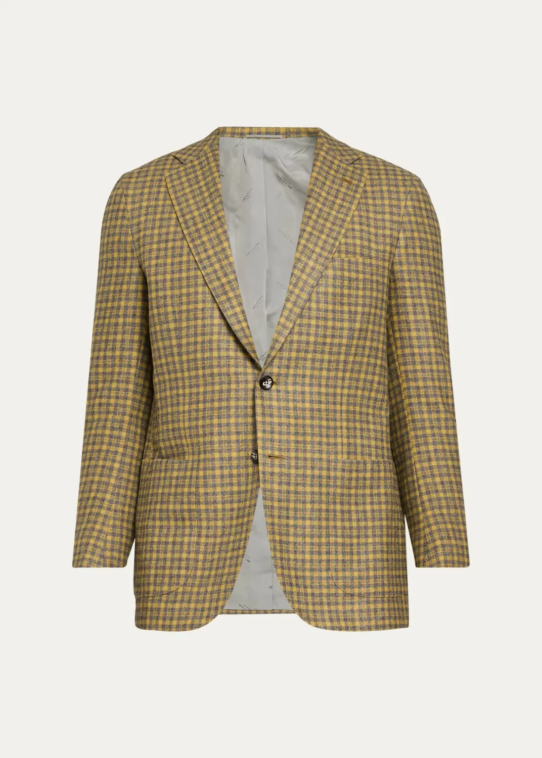 Cashmere Micro-Plaid Single-Breasted Sport Coat